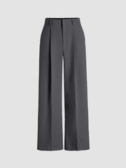 Petite Mid Rise Pleated Straight Leg Pants