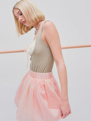 Contrasting Binding Bowknot Bodysuit