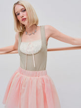 Contrasting Binding Bowknot Bodysuit
