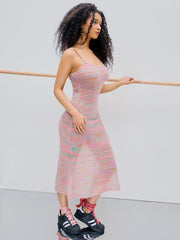 Knit Scoop Neck Striped Midi Dress