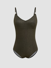 Shaping V-neck Solid Texture One Piece Swimsuit