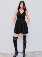 V-neck Pleated Sleeveless Mini Dress