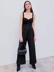 V-neck Lace Wide Leg Jumpsuit