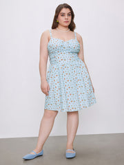 Square Neck Floral Mini Dress Curve & Plus