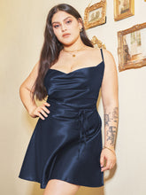 Solid Satin Cowl Neck Cami Mini Dress Curve & Plus