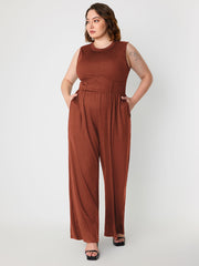 Solid Sleeveless Wide Leg Jumpsuit Curve & Plus