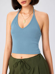 Solid Halter Crop Top