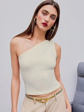 Asymmetrical Neck Solid Crop Top