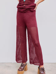 Mid Rise Solid Knitted Straight Leg Trousers