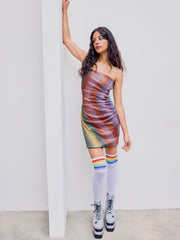 Sequin Gradient Striped Tube Mini Dress