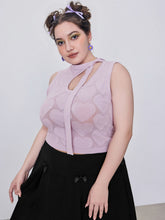 Asymmetrical Neck Heart Jacquard Tank Top Curve & Plus