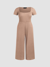 Scoop Neckline Short Sleeve Wide Leg Jumpsuit Curve & Plus