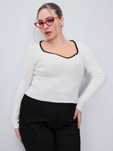 V-neck Knitted Long Sleeve Top Curve & Plus