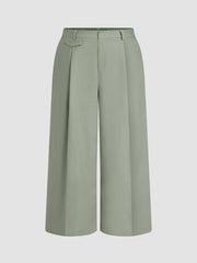 Linen-blend V-neck Button Vest & Mid Rise Pocket Wide Leg Trousers Curve & Plus