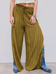 Mid Rise Split Wide Leg Trousers