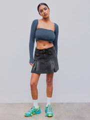Rib Solid Knitted Tube Top & Long Sleeve Shrug