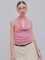 Solid Ruched Halter Top