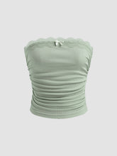 Solid Ruched Tube Crop Top