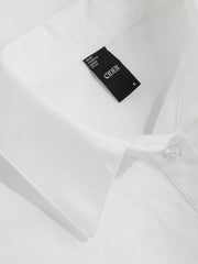 Woven Collar Solid Knotted Short Sleeve Shirt