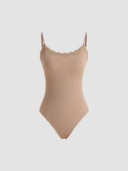 U-neck Solid Lace Bodysuit
