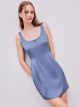 Satin Square Neck Solid Mini Dress