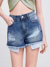 Cider Denim High Rise Ripped Wide Leg Micro Shorts