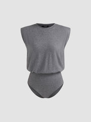 Round Neck Sleeveless Solid Bodysuit