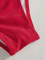 V-neck Solid Criss-Cross Cheeky Shaping Bikini Set Curve & Plus