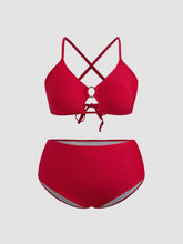 V-neck Solid Criss-Cross Cheeky Shaping Bikini Set Curve & Plus