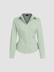 Collar Striped Long Sleeve Shirt