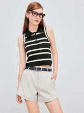 Knitted Polo Striped Crop Vest