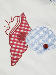 Reversible Gingham Shell & Mermaid Graphic Knotted Vest