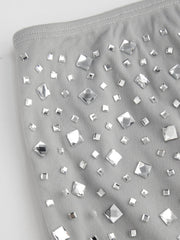 Chiffon Mid Rise Rhinestone Maxi Skirt