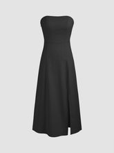 Linen-blend Split Tube Maxi Dress
