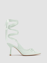Satin Bowknot Decor Slingback Tie Leg Heels