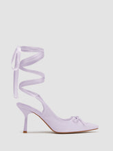 Satin Bowknot Decor Slingback Tie Leg Heels
