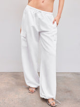 Slim Version Solid Low-Rise Parachute Cargo Pants
