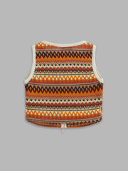 V-neck Striped Tie Front Knotted Oversized Crop Vest