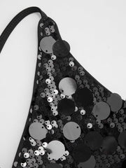 Sequins U-neckline Criss Cross Mini Dress