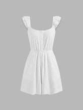 Scoop Neckline Solid Lettuce Trim Romper