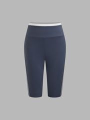 Mid Rise Solid Contrasting Binding Shorts