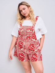 Woven Square Neck Floral All Over Print Romper Curve & Plus