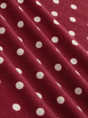 Knit V-neck Polka Dot Bowknot Midi Dress