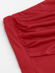 Ruched Asymmetrical Hem Tube Top