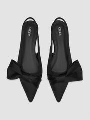 SATIN BOWKNOT SLINGBACK FLATS