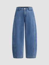 Cider Denim Mid Rise Solid Barrel-leg Jeans