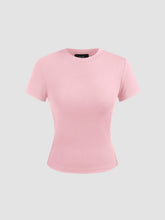 Round Neckline Knit Short Sleeve Top