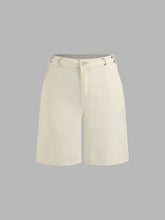 Denim High Rise Solid Wide Leg Shorts