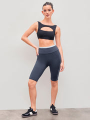 Mid Rise Solid Contrasting Binding Shorts
