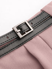 Belted Asymmetric Straight Leg Trousers